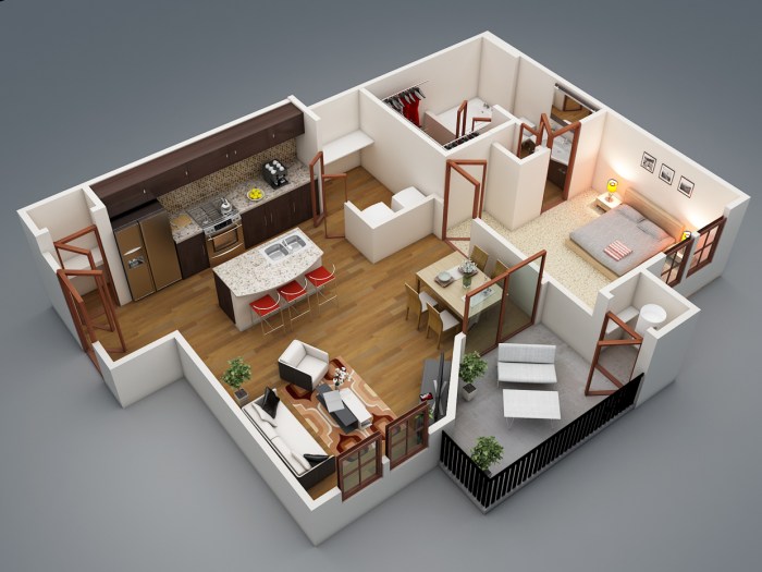 Contoh desain apartemen 1 kamar