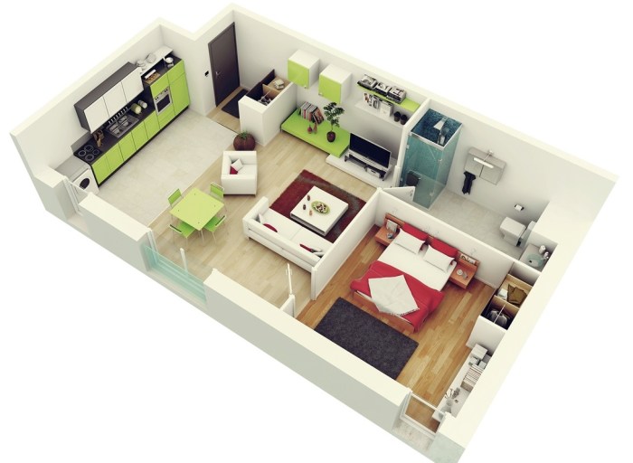 Contoh desain apartemen 1 kamar